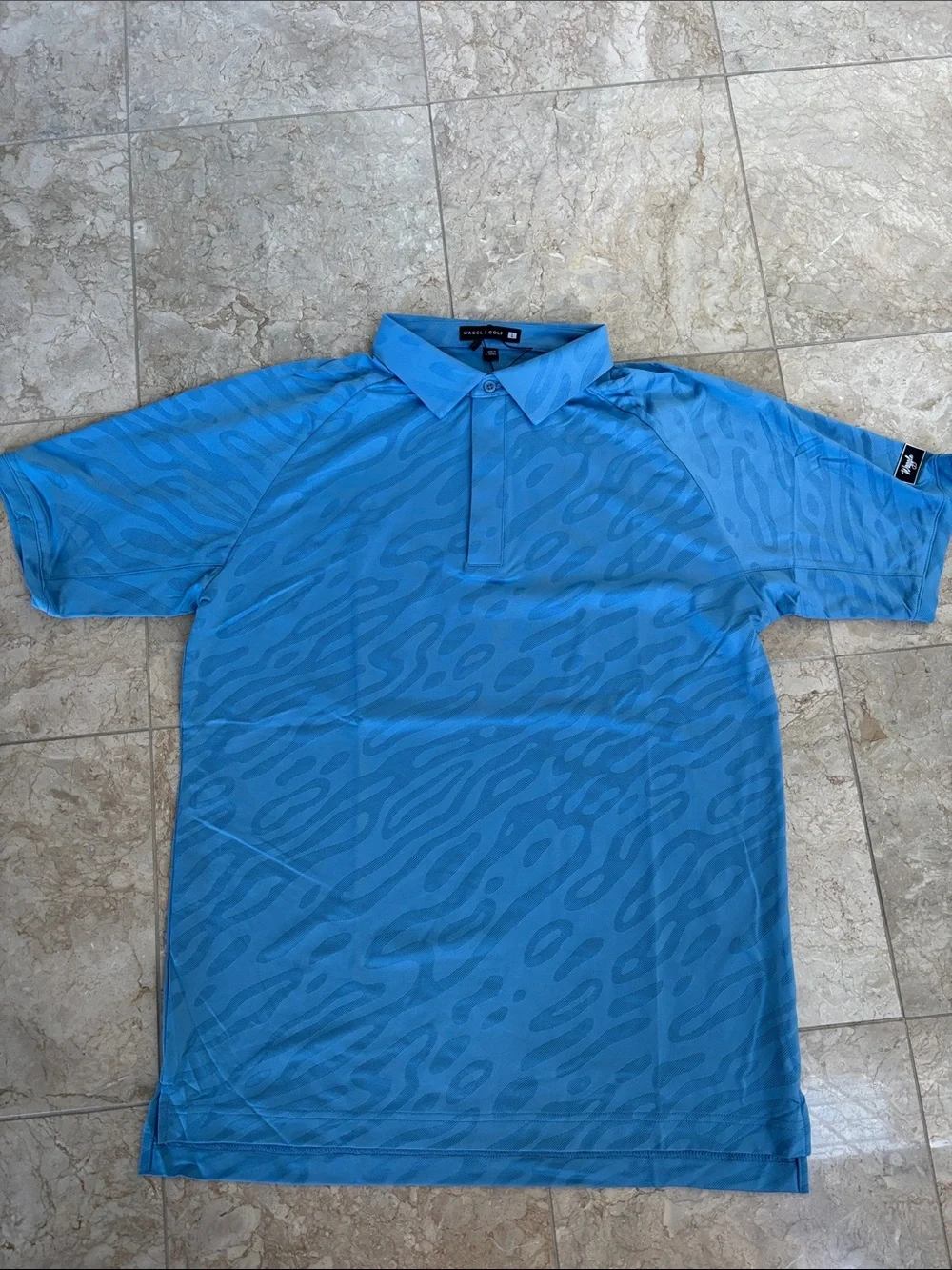 Waggle Men’s Golf Superior Jacquard Light Blue Polo - Picture 8 of 8